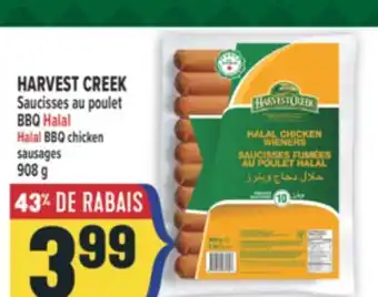 Marché Adonis HARVEST CREEK Saucisses au poulet BBQ Halal | Halal BBQ chicken sausages offer