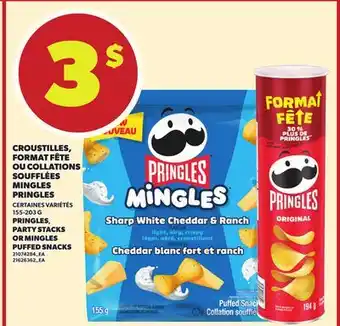 Provigo CROUSTILLES, FORMAT FÊTE OU COLLATIONS SOUFFLÉES MINGLES PRINGLES, 155-203 G offer