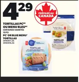 Provigo TORTILLAS PC OU MENU BLEU, 10 PO offer