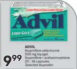 Brunet ADVIL Ibuprofène sélectionné 200 mg liquigel, Ibuprofène + acétaminophène offer