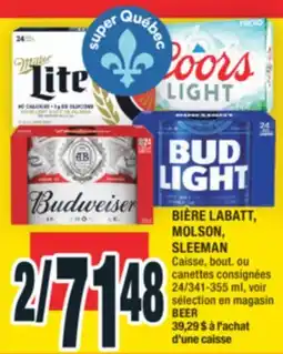 Super C BIÈRE LABATT, MOLSON, SLEEMAN | BEER offer