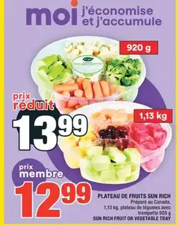 Super C PLATEAU DE FRUITS SUN RICH | SUN RICH FRUIT OR VEGETABLE TRAY offer