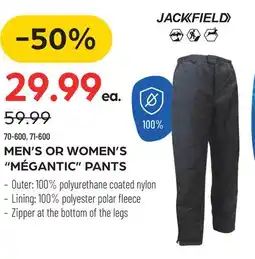 Pronature MEN'S OR WOMEN'S MÉGANTIC PANTS offer