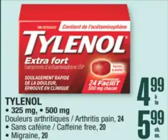 Jean Coutu TYLENOL Arthritis pain, Caffeine free, Migraine offer