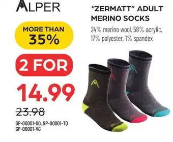 Pronature ZERMATT ADULT MERINO SOCKS offer