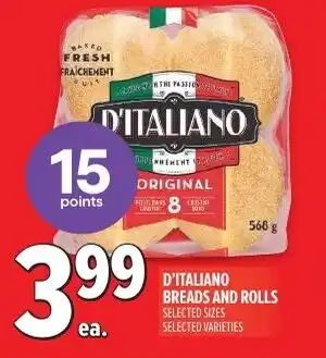 Metro D'italiano breads and rolls offer