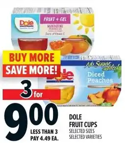 Metro Dole fruit cups offer