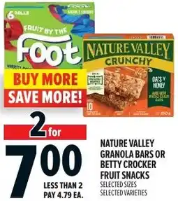 Metro Nature valley granola bars or betty crocker fruit snacks offer