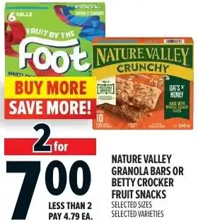 Metro Nature valley granola bars or betty crocker fruit snacks offer