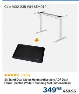 Primecables Sit-Stand Dual-Motor Height Adjustable ADR Desk Frame, Electric-White + Standing Mat PrimeCables offer