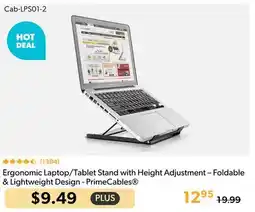 Primecables Ergonomic Laptop/Tablet Stand with Height Adjustment - Foldable & Lightweight Design - PrimeCables offer