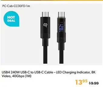 Primecables USB4 240W USB-C to USB-C Cable – LED Charging Indicator, 8K Video, 40Gbps (1M) offer