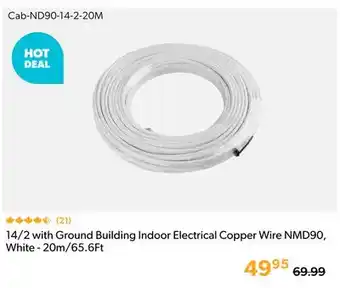 Primecables 14/2 with Ground Building Indoor Electrical Copper Wire NMD90, White - 20m/65.6Ft offer