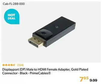 Primecables Displayport (DP) Male to HDMI Female Adapter, Gold Plated Connector - Black - PrimeCables offer