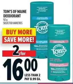 Metro Tom's of maine deodorant offer