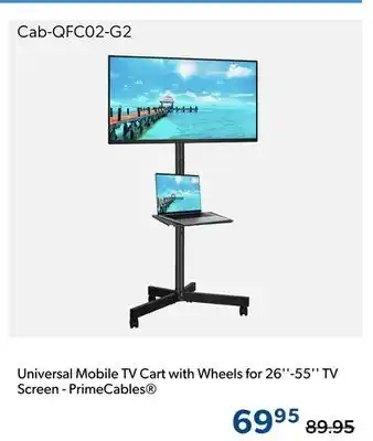 123Ink Universal Mobile TV Cart with Wheels for 26-55 TV Screen - PrimeCables offer