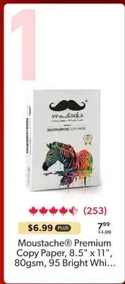 123Ink Moustache Premium Copy Paper, 8.5 x 11, 80gsm, 95 Bright White, 500 Sheets/Ream - 1 Ream offer