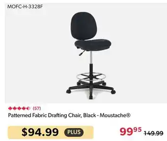 123Ink Patterned Fabric Drafting Chair, Black - Moustache offer