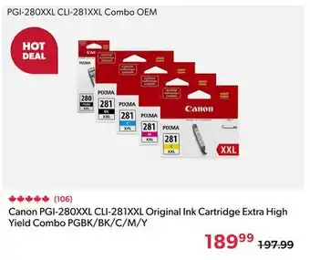 123Ink Canon PGI-280XXL CLI-281XXL Original Ink Cartridge Extra High Yield Combo PGBK/BK/C/M/Y offer