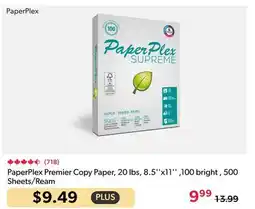 123Ink PaperPlex Premier Copy Paper, 20 lbs, 8.5x11, 100 bright, 500 Sheets/Ream offer