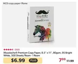 Shopper+ Moustache Premium Copy Paper, 8.5 x 11, 80gsm, 95 Bright White, 500 Sheets/Ream - 1 Ream offer