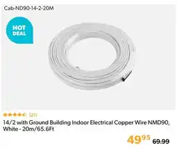 Shopper+ 14/2 with Ground Building Indoor Electrical Copper Wire NMD90, White - 20m/65.6Ft offer