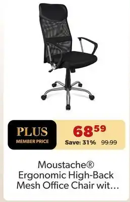 Shopper+ Moustache Ergonomic High-Back Mesh Office Chair with Adjustable Height - Black offer