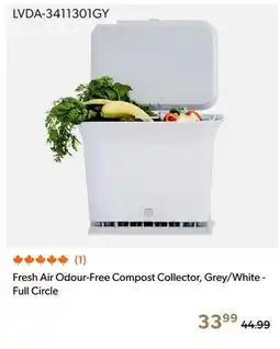 Shopper+ Fresh Air Odour-Free Compost Collector, Grey/White - Full Circle offer