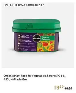 Shopper+ Organic Plant Food for Vegetables & Herbs 10-1-6, 453g- Miracle Gro offer