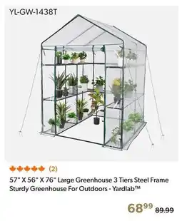 Shopper+ 57 X 56 X 76 Large Greenhouse 3 Tiers Steel Frame Sturdy Greenhouse For Outdoors - Yardlab offer