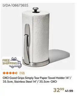 Shopper+ OXO Good Grips Simply Tear Paper Towel Holder 14/ 35.5cm, Stainless Steel 14/ 35.5cm- OXO offer