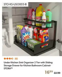 Shopper+ Under Kitchen Sink Organizer 2 Tier with Sliding Storage Drawer for Kitchen Bathroom Cabinet- STORA offer