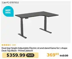 Shopper+ Dual-leg Height Adjustable Electric sit and stand frame for L shape Desk Top Black - PrimeCables offer