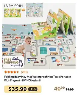 Shopper+ Folding Baby Play Mat Waterproof Non Toxic Portable Kids Playmat - LIVINGbasics offer