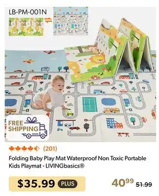 Shopper+ Folding Baby Play Mat Waterproof Non Toxic Portable Kids Playmat - LIVINGbasics offer