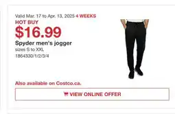 Costco Spyder men's jogger offer