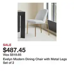 Bed Bath & Beyond Evelyn Modern Dining Chair with Metal Legs Set of 2 offer