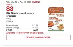 Costco RW Garcia sweet potato crackers offer