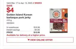 Costco Gloden island korean barbeque pork jerky offer