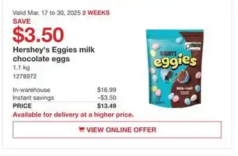 Costco Hershey's Eggies milk chocolate eggs offer