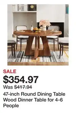 Bed Bath & Beyond 47-inch Round Dining Table Wood Dinner Table for 4-6 People offer