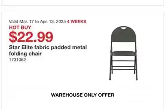 Costco Star Elite fabric padded metal folding chair offer