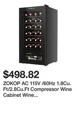 Bed Bath & Beyond ZOKOP AC 115V /60Hz 1.8Cu.Ft/2.8Cu.Ft Compressor Wine Cabinet Wine Rack Black offer