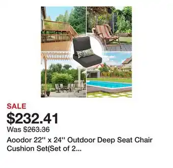 Bed Bath & Beyond Aoodor 22'' x 24'' Outdoor Deep Seat Chair Cushion Set(Set of 2 Seats, 2 Backs, 2 Pillows） - N/A offer