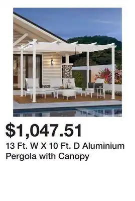 Wayfair 13 Ft. W X 10 Ft. D Aluminium Pergola with Canopy offer