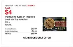 Costco Pulmuone Korean inspired beef stir fry noodles offer