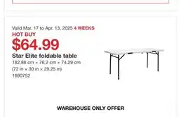 Costco Star Elite foldable table offer