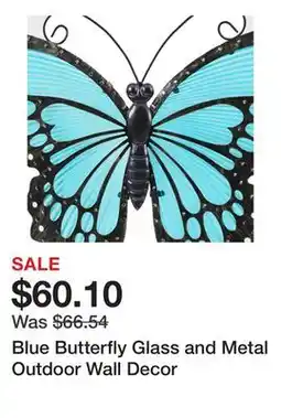 Bed Bath & Beyond Blue Butterfly Glass and Metal Outdoor Wall Decor offer