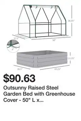 Bed Bath & Beyond Outsunny Raised Steel Garden Bed with Greenhouse Cover - 50 L x 37.5 W x 36.25 H offer