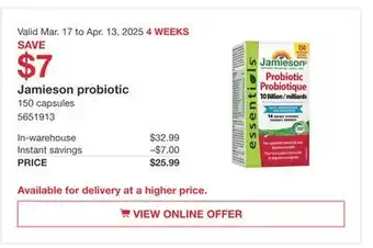 Costco Jamieson probiotic offer